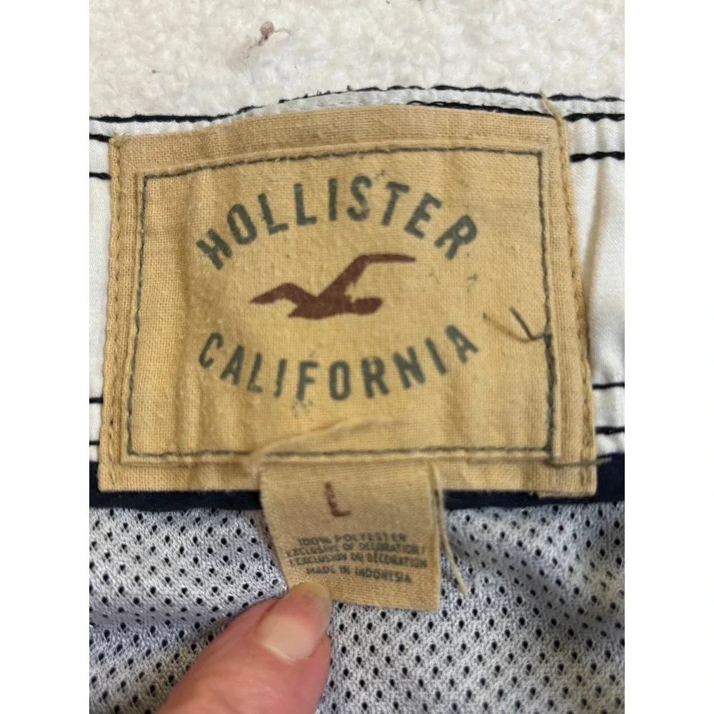 Hollister Mens Cargo Board Shorts Navy Blue Mesh Lined Swim Trunks Size L 1922‎